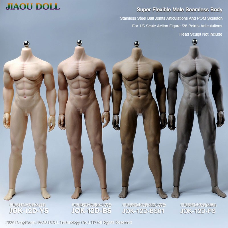 Jiaou Doll - Strong Seamless Male Body with Detachable Foot ( 4 Skin Tone )  JOK-12D-YS ( Pale Tone ) JOK-12D-BS ( Suntan Tone) JOK-12D-BS01 (Dark  Suntan Tone) JOK-12D-PS (Dark Tone) 